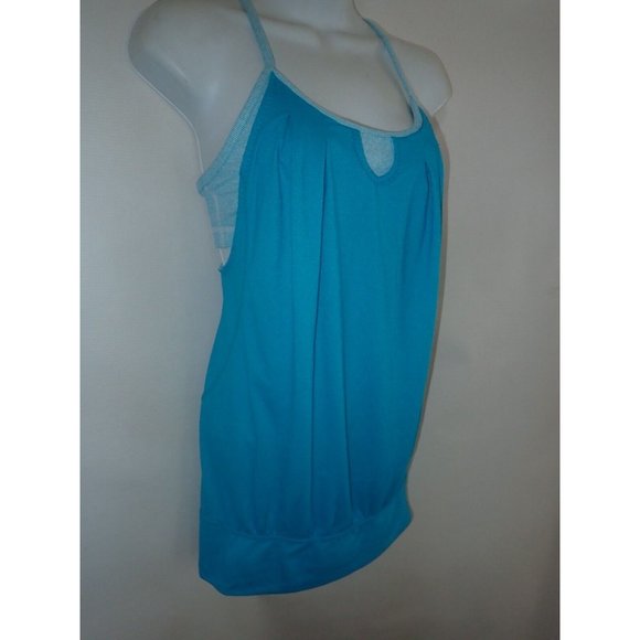 Lululemon Women Size 4 Teal Blue Layered strappy‎ Built in Bra Tank Top Workout - Picture 2 of 5